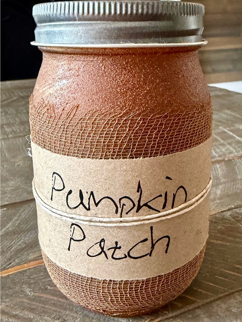 Unused Handmade Pumpkin Patch Mason Jar Candle – Fall Décor